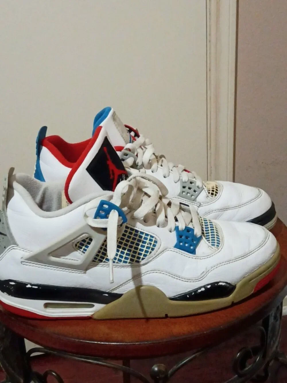 Nike Air Jordan 4 Retro SE What The 4 White Blue Red Men's Size 10 US CI1184-146